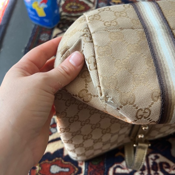 GUCCI GG Canvas Sherry Line Tote Bag Beige Black 139260 - Picture 9 of 16